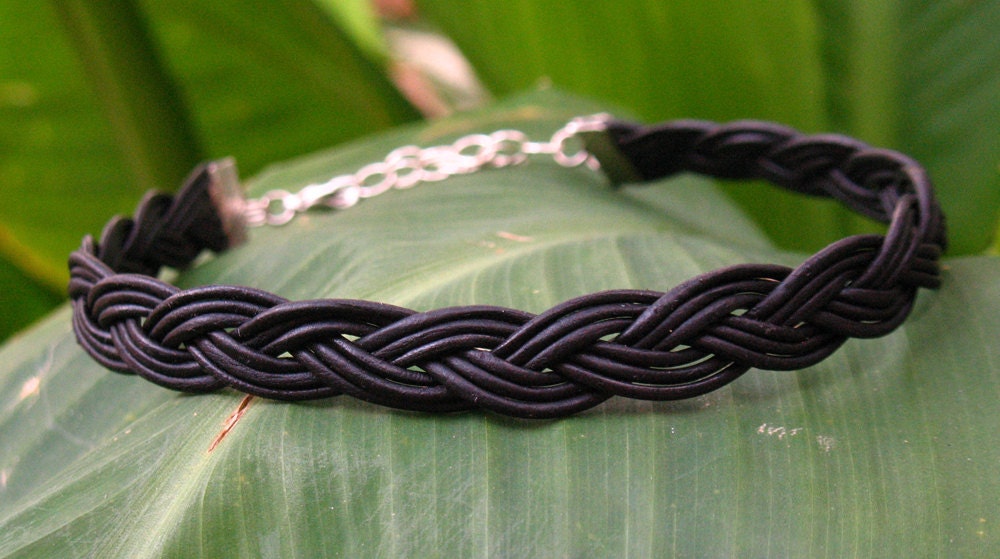 Braided leather choker with silver clasp - Made to Order