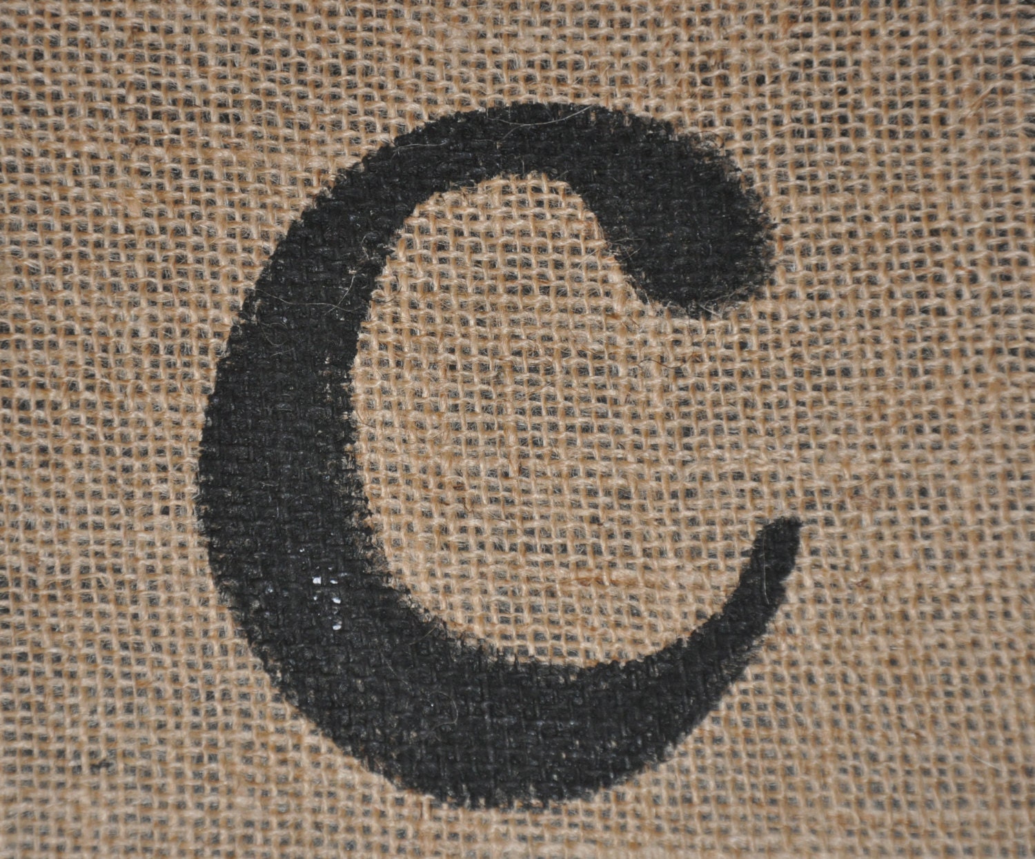Distressed Sign - Burlap and Wood - Letter c - 11x7