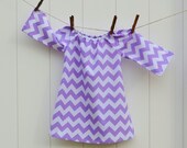 SALE 3 / 4 length Sleeve Lavender & White Chevron Dress