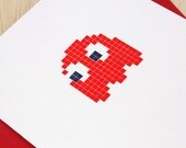 Pac-Man Letterpress Card - Blinky - Red Ghost