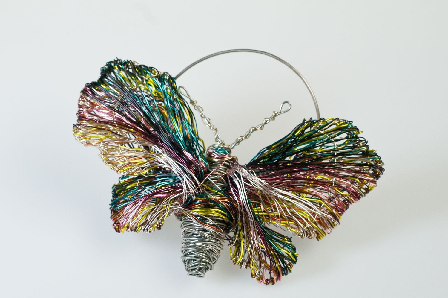 Unique butterfly brooch.Art butterfly jewelry.Wire wrapped insects.Prototype jewelry.Wired sculpture.Fine jewelry.