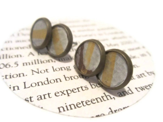 Multiple Pairs of White and Gold Earrings for Wedding Party or Group of Friends, leather earrings