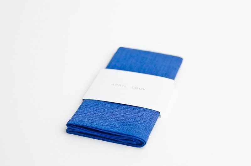Linen pocket square, royal blue