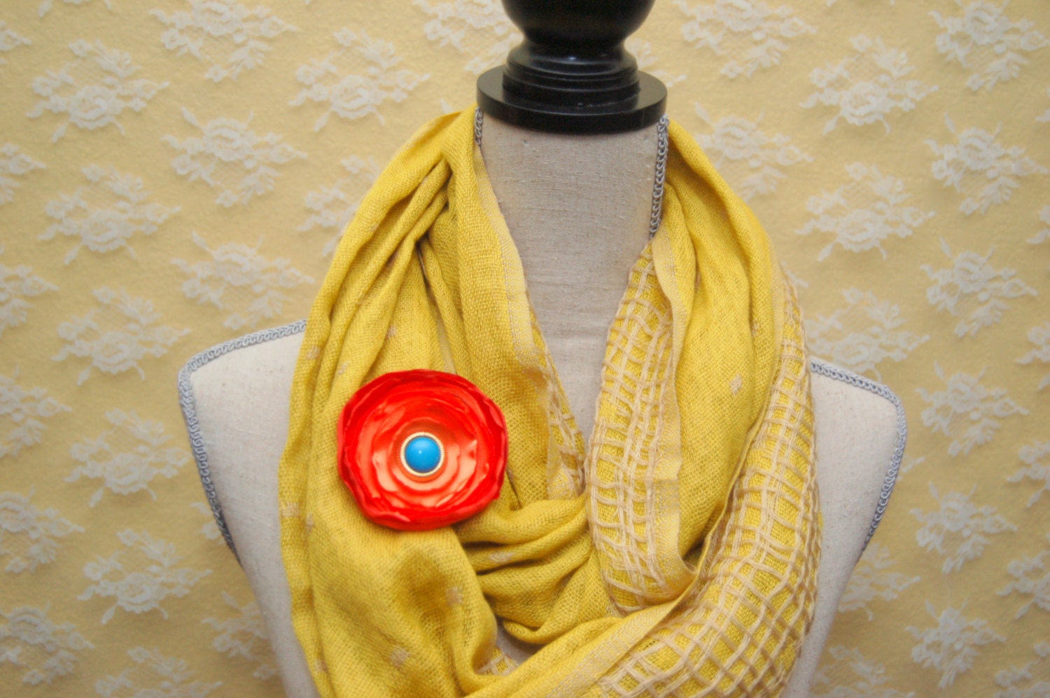 Ombre Orange Satin Poppy Flower Brooch or Hair Clip
