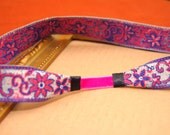 PETUNIA- Flower Print Bohemian BOHO Ribbon Lace Headband- Petunia Pink and Purple