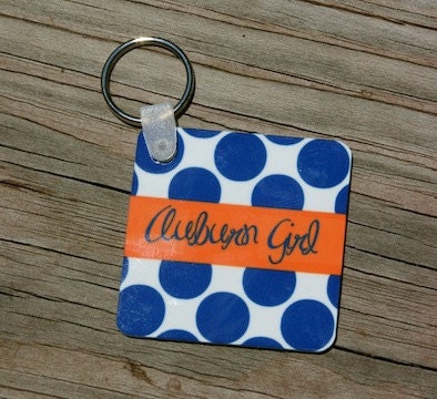Personalized Key Chain- Monogrammed - Perfect Sweet Sixteen Gift - Dots