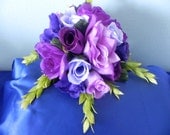 silk bridal bouquet and boutonniere