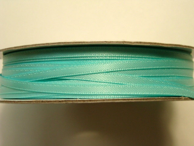 Satin Ribbon - Whole Spool - 100 yds 1/8"  Aqua Blue