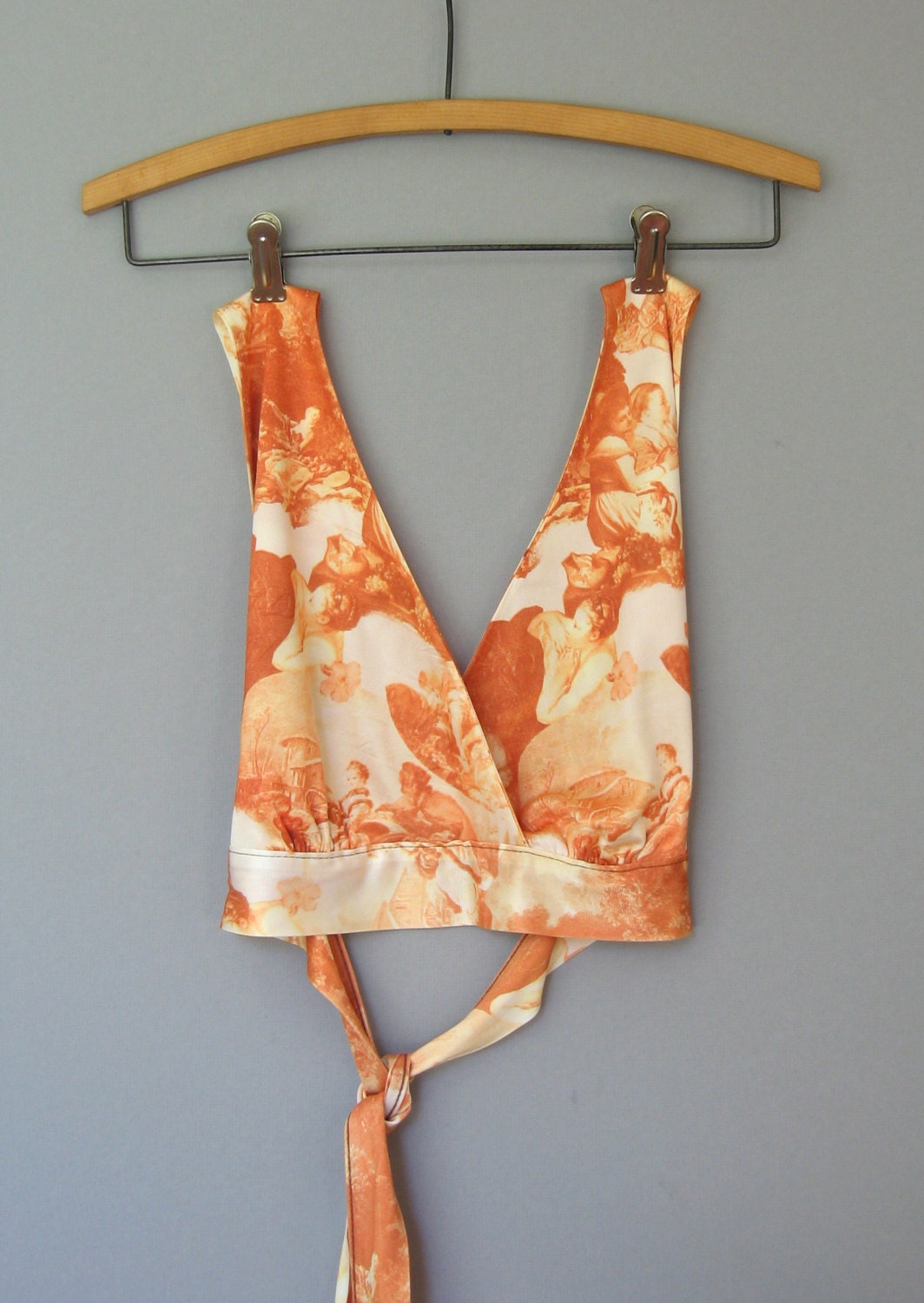 Boho 70's Printed Halter Top - Rococco Paintings