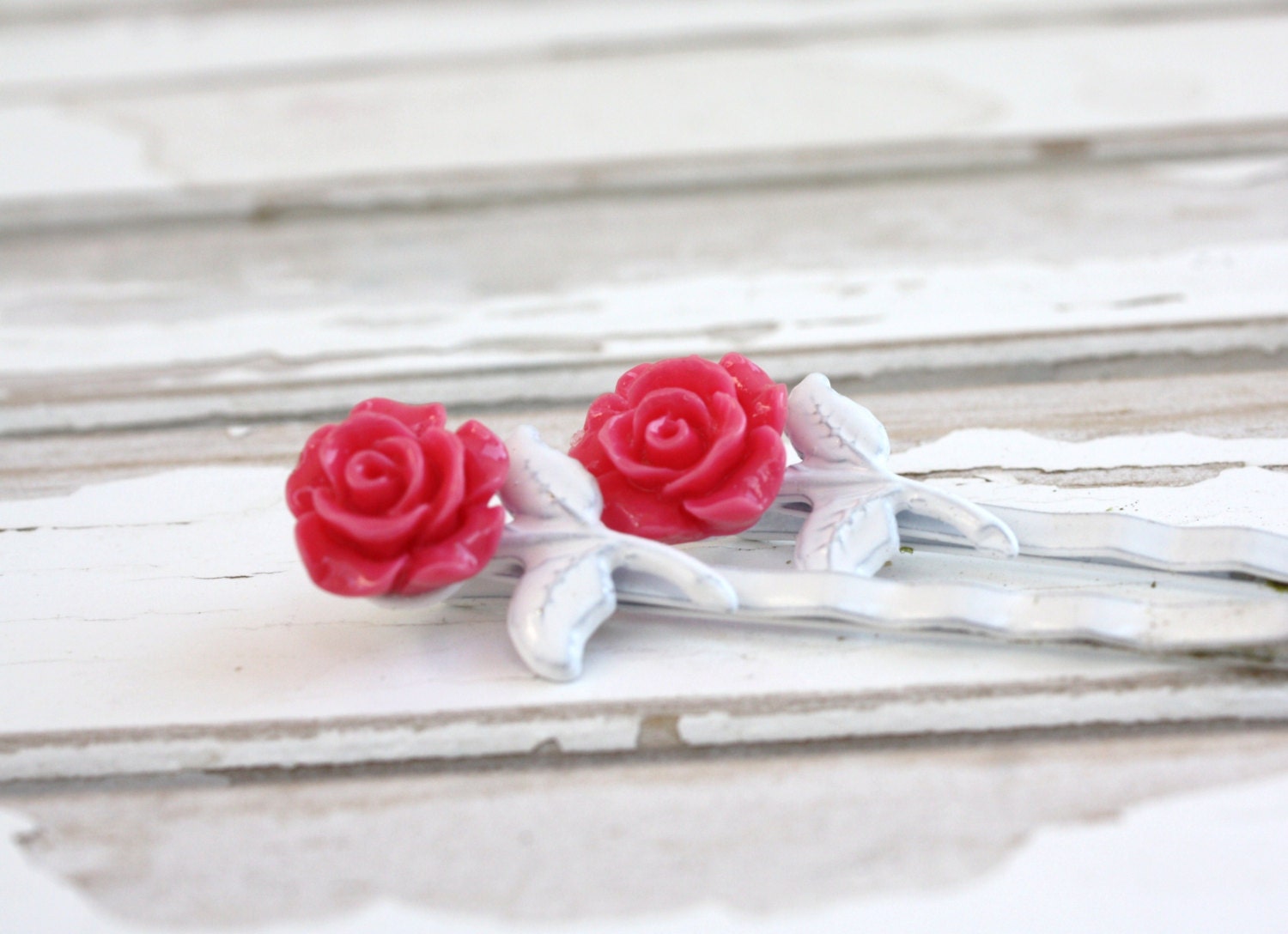 Bobby Pin Set, Bobbie Pins, Rose, Hair Accessories, Pink, White, Women, Girls