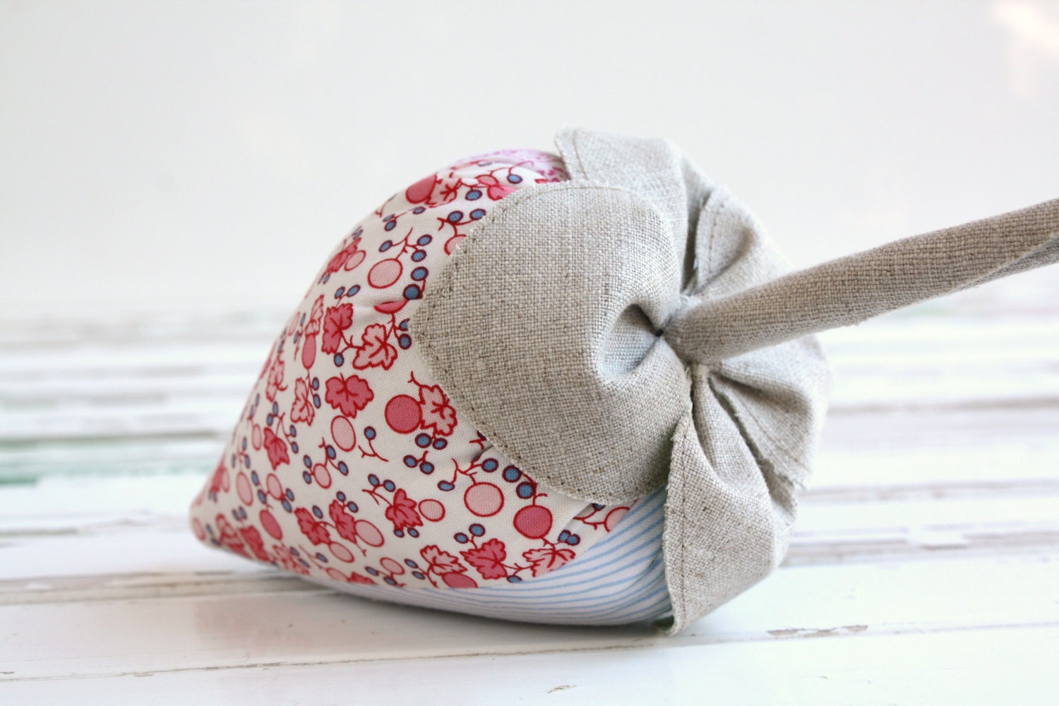 Strawberry Pincushion Craft Supply  Needlecraft Sewing Supplies Sewing Organization Gift Pink Blue White