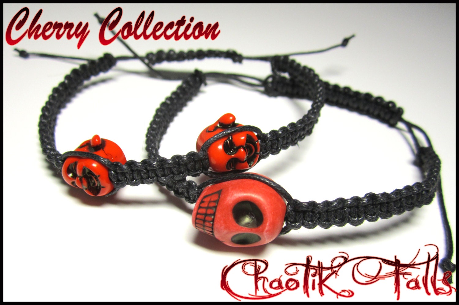 Red Skull and Buddha Bead Bracelets