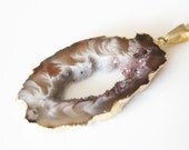 Open Geode Slice Pendant // Natural