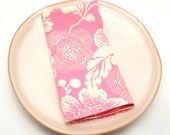 Pink and Cream Cloth Napkins, Amy Butler Midwest Modern Poppies, Made to Order, 18 Inch, Set of Four