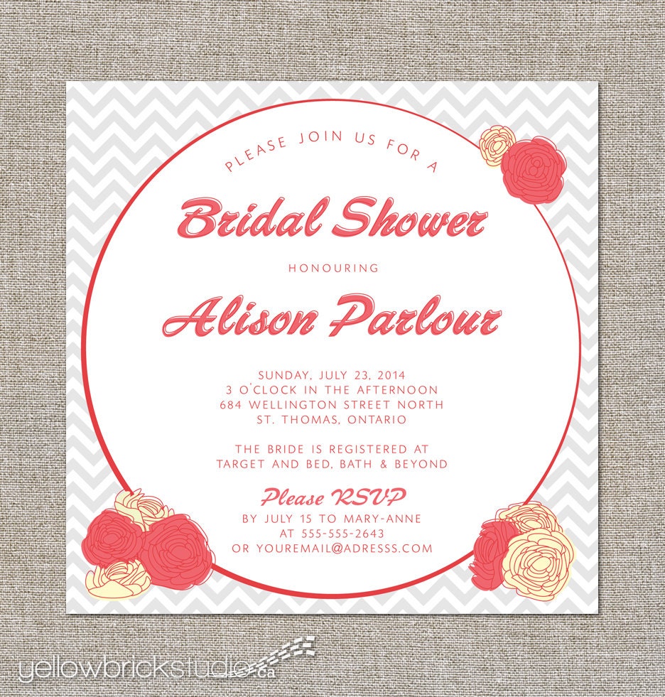 bridal shower invitation - DIY printable file by YellowBrickStudio
