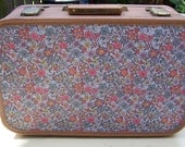 Fabric Covered Vintage Suitcase - Vintage Upcycled Luggage