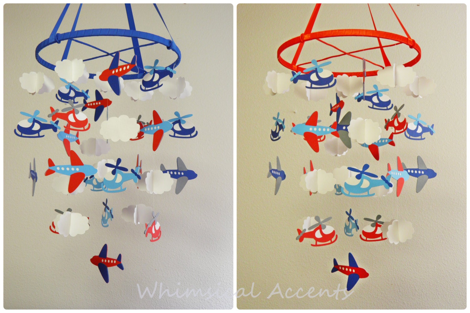 Airplanes, Helicopters and Clouds Baby Mobile Inspired by the  Land of Nod Come Fly with Me Bedding