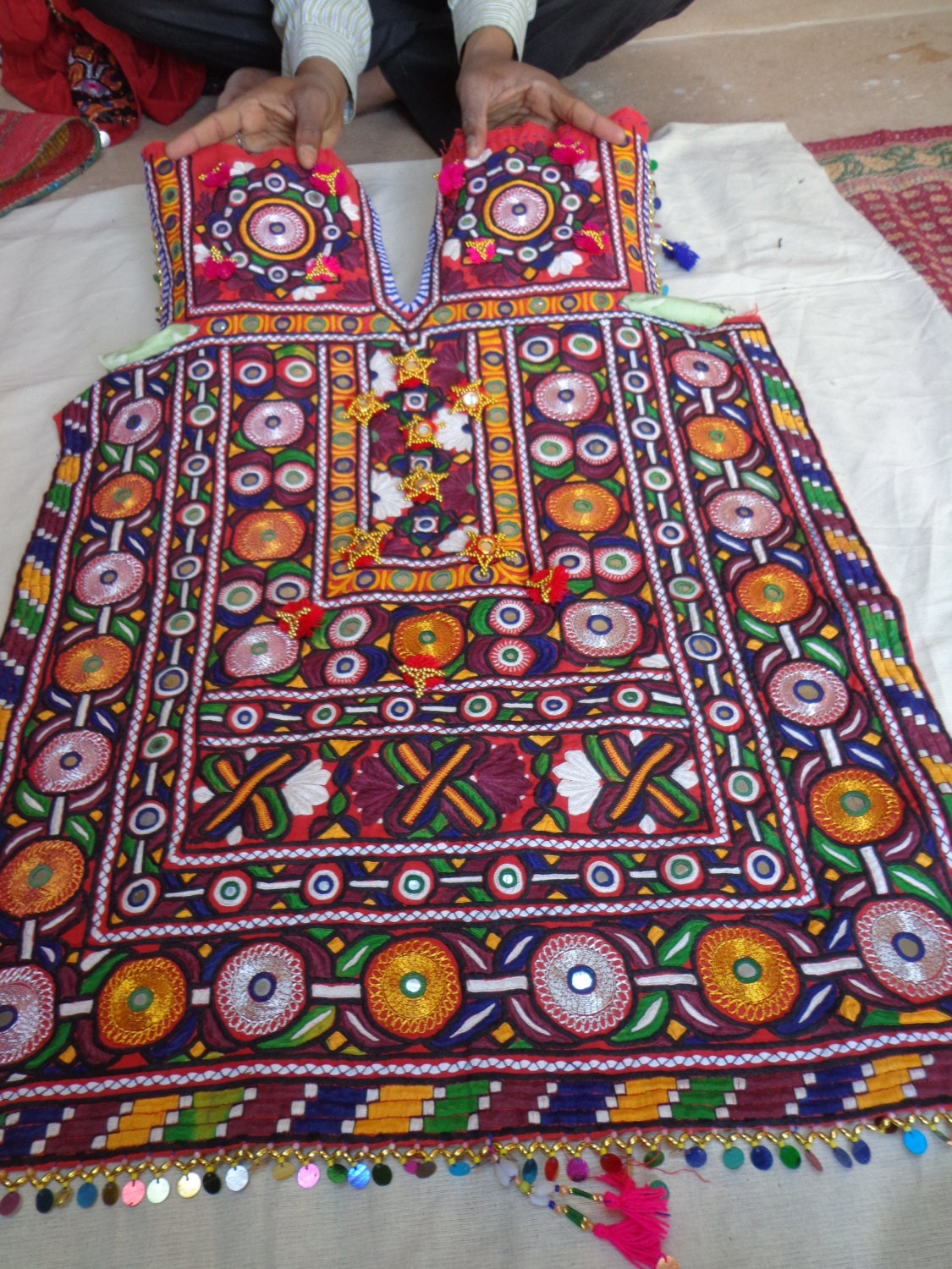 VINTAGE mirror work dress pieces from india and sindh tribes