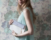 LAVENDER Leather Clutch. PASTEL Leather Bag. Gray Leather Bag.