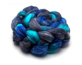 Hand-dyed Combed Top (Roving) Spinning Fiber, Panda (Superwash Merino, Bamboo and Nylon) - "Bat Suit" 4 ounces
