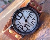 Fashion bangle cuff watch brown real leather woven men's watch handmade women's cool watch jewelry watch B783