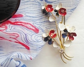 Red White & Blue Flower Brooch