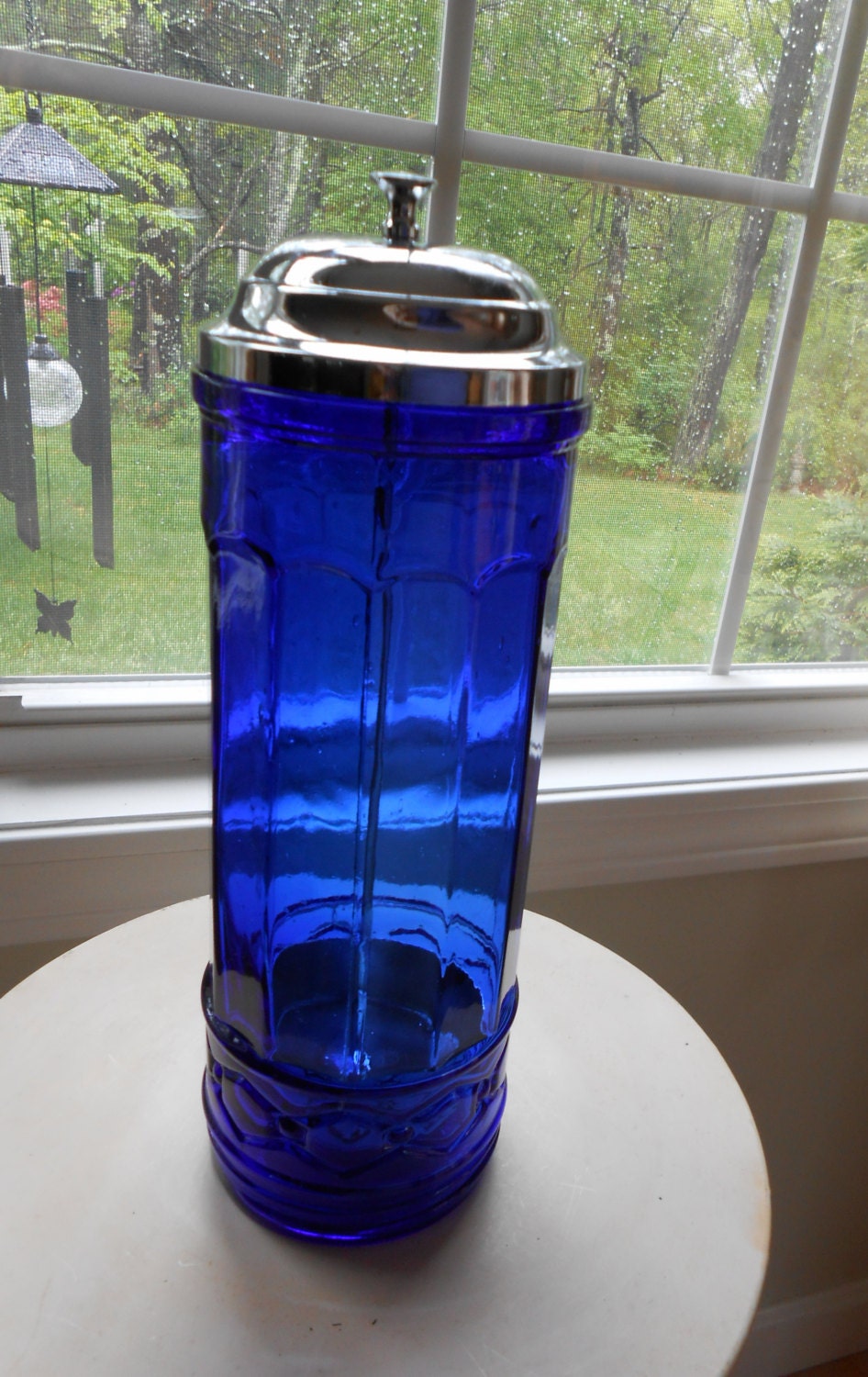 Vintage Cobalt Blue Glass Straw Dispenser by Fun4us on Etsy