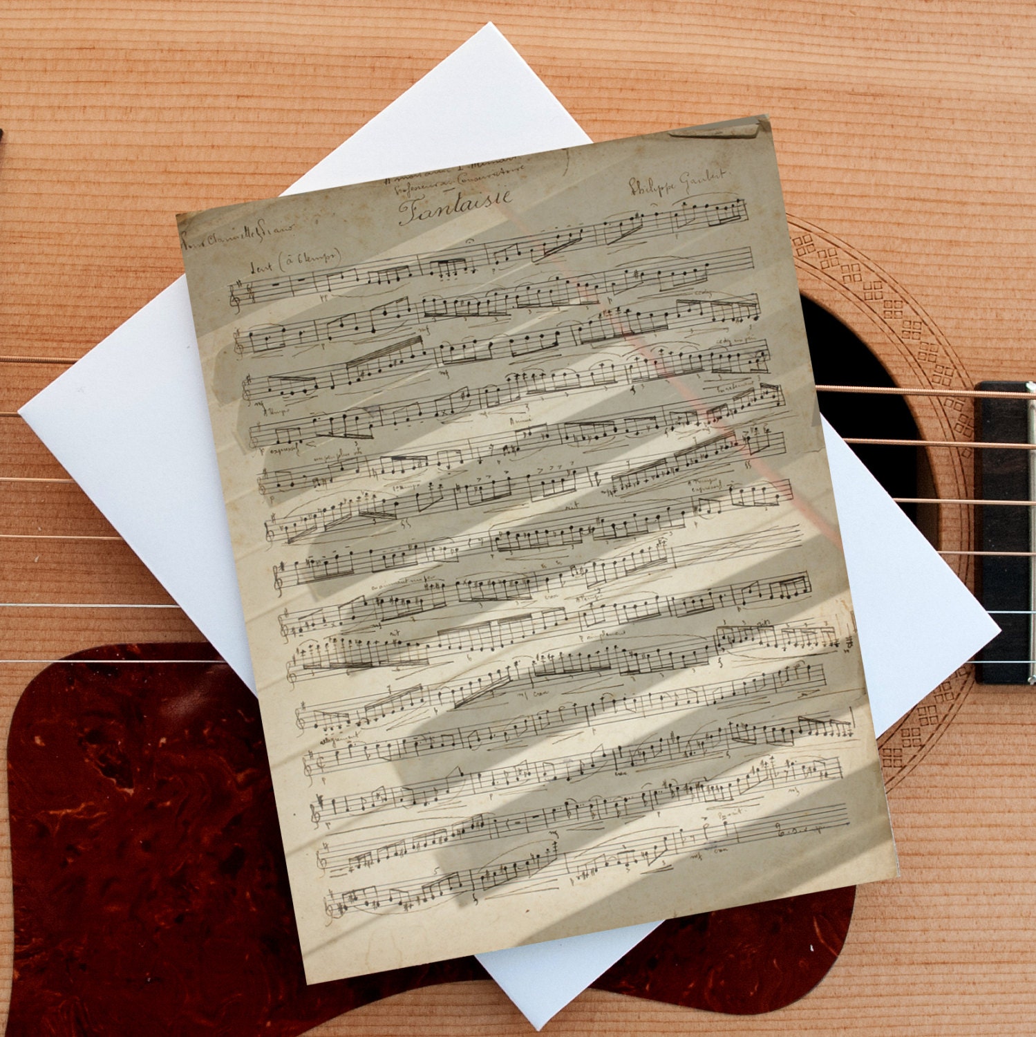 Sheet Music Card, Blank Greeting Card, Note Card