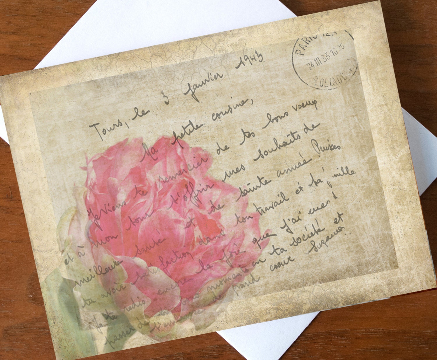 French Greeting Card, Blank Greeting Card, Note Card