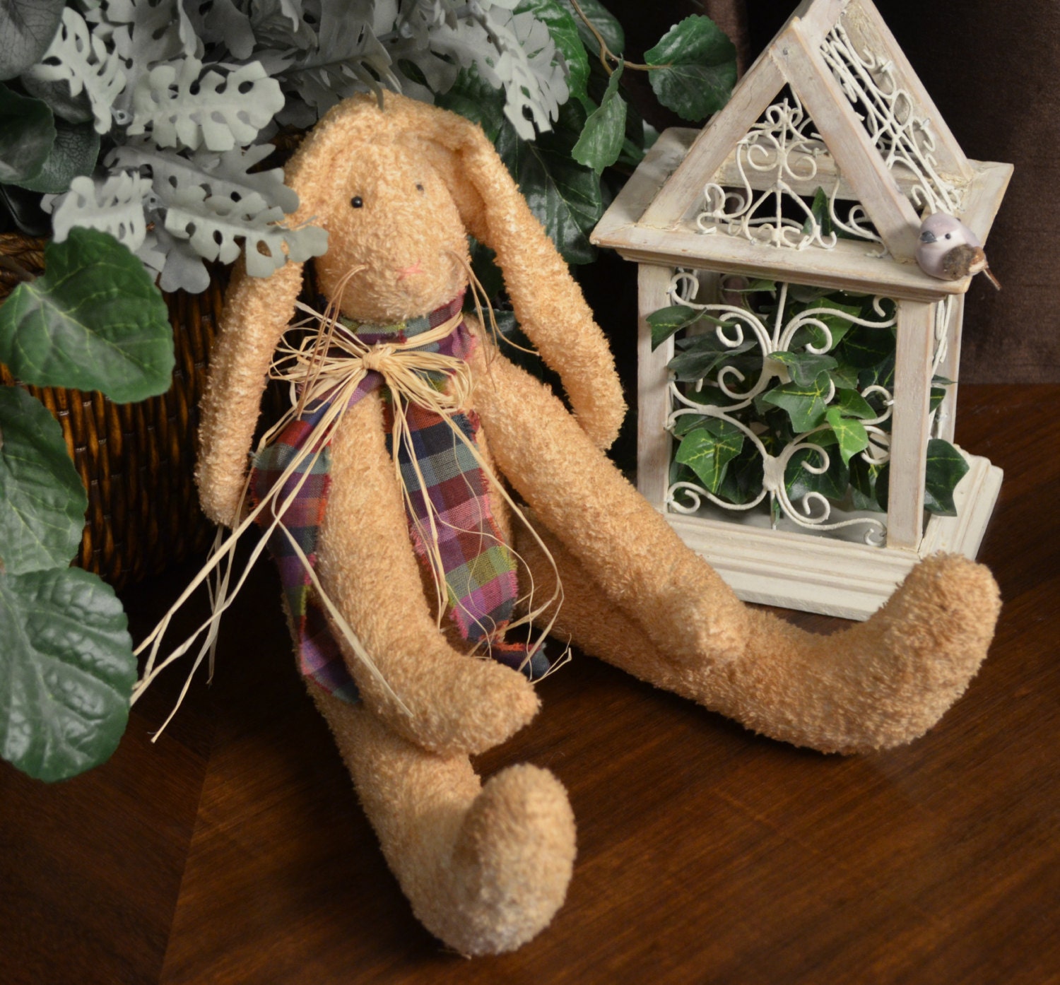 Primitive bunny, stuffed bunny, fabric bunny, Easter decor, Spring decor, Mister Bun E. Rabbit