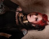 Gothic Victorian Skull Lace Black Tea Stained Roses Tattered Choker Collar