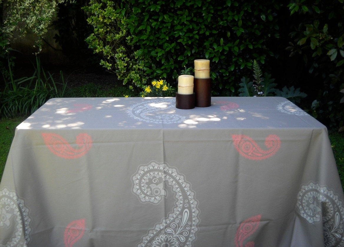 TABLECLOTH /TABLE COVERS paisley design- one of a kind- rectangle hand screen printed