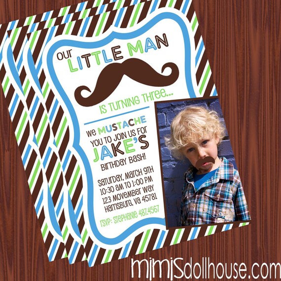 Little Man Invitation- Printable Mustache Bash Birthday Invitation- Little Man Mustache Invitation PDF/JPEG Il_570xn