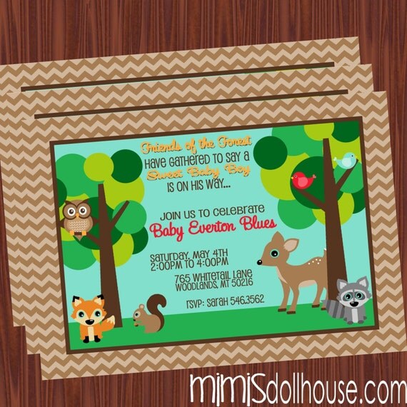 Forest Baby Shower Invitation- Printable Woodlands Creatures Shower Invitation- Forest Animals Invitation PDF/JPEG Il_570xn