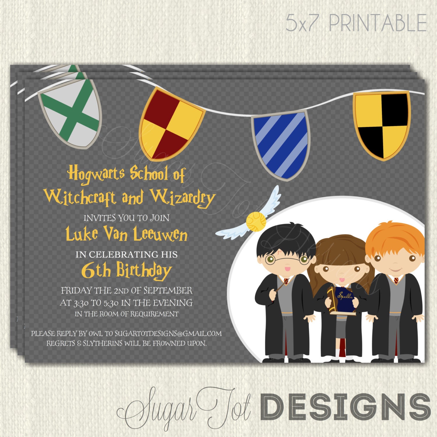 Harry Potter Birthday Party Invitation, Wizard and Witch Birthday - Printable