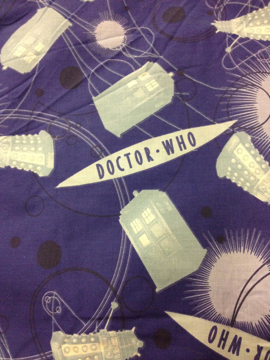Doctor Who Remnants Fabric DESTASH Remnant 7" x 52" - Official licensed fabric with Daleks and TARDIS now OOP and rare