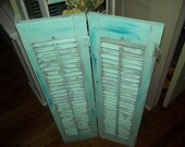 Upcycled French chic, french country, shabby chic Annie Sloan duck egg and Robin egg blue chalk paint vintage wall shutter