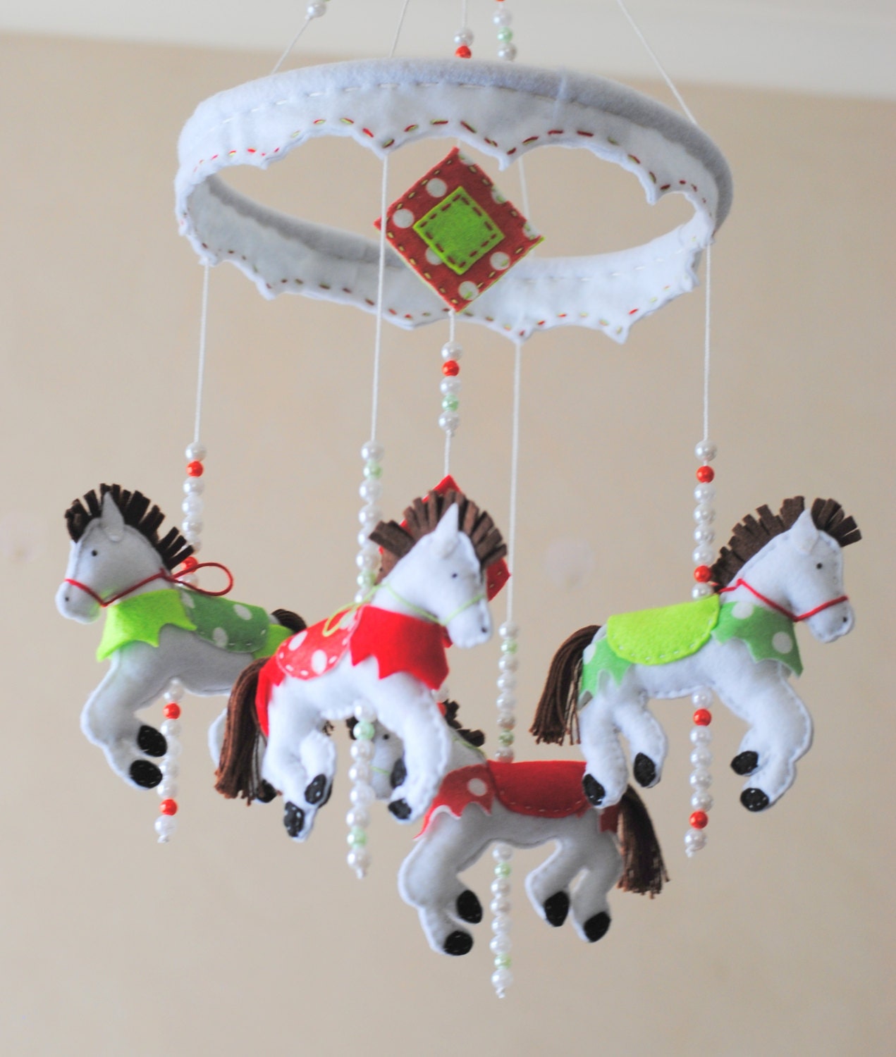 Carousel Horse Baby mobile crib mobile felt by RazzleDazzle4U