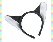 Grey & White Kitty Cat Ears Headband - 1/2" Flexible Band AntiPill Fleece Child Teen Adult Neko Geek Summer Cute Kawaii Anime Cosplay