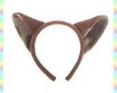 Camo Brown Kitty Cat Ears Headband - 1/2" Flexible Band AntiPill Fleece Child Teen Adult Neko Geek Summer Cute Kawaii Anime Cosplay Animal
