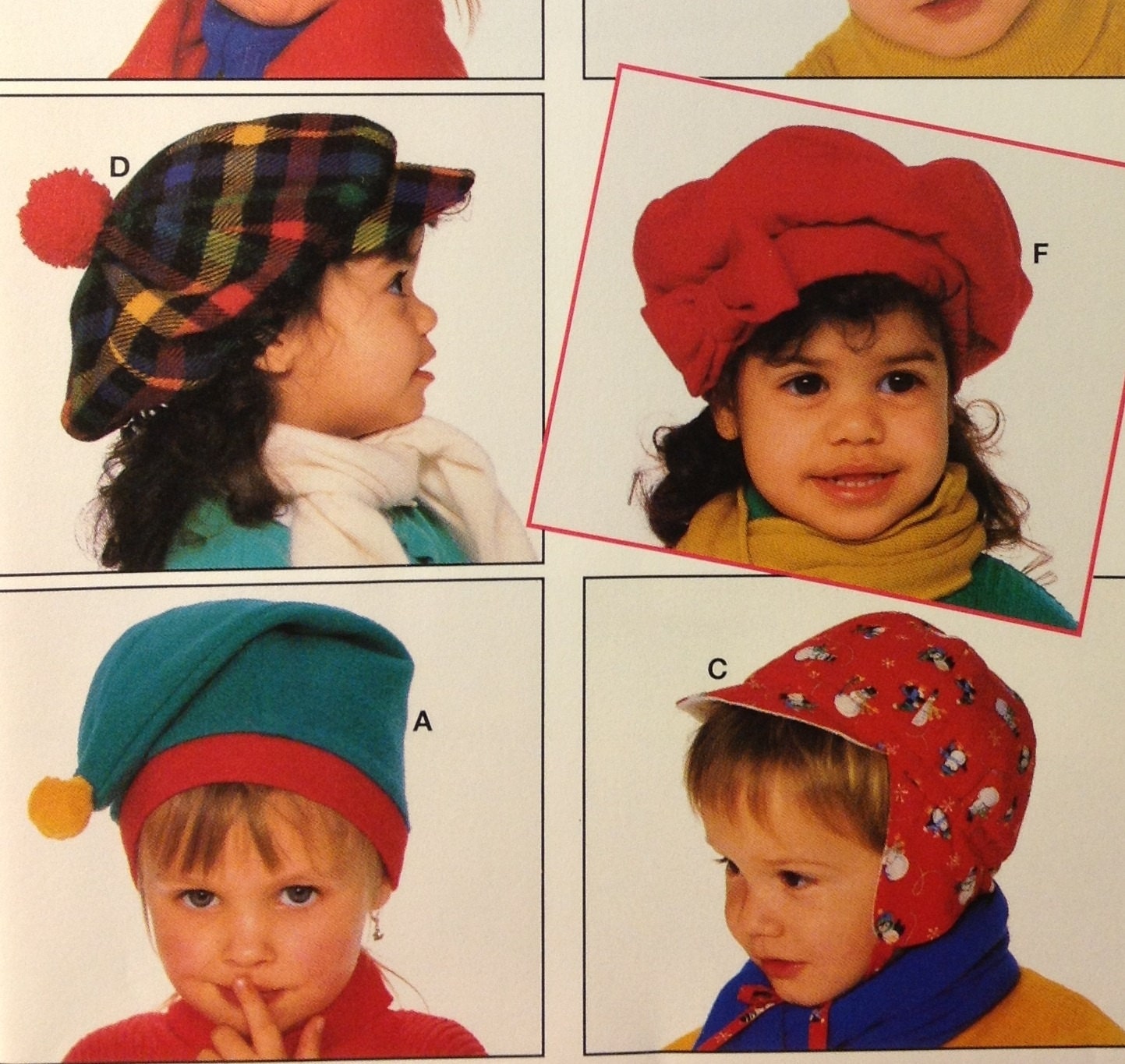 Burda 4219 Sewing Pattern Kids Children Toddler Hat Six styles of hats UNCUT pattern