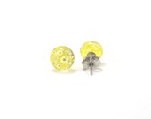 Sunflower yellow bubbles fused glass stud earrings with surgical steel posts