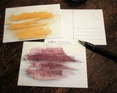 Islands 4.  Discounted - Set of three, art postcards, red, yellow, purple, original drawings