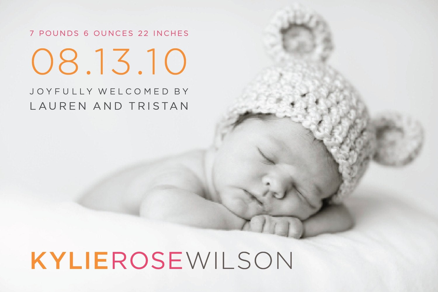 custom baby boy or girl photo birth announcement - pastel chic II