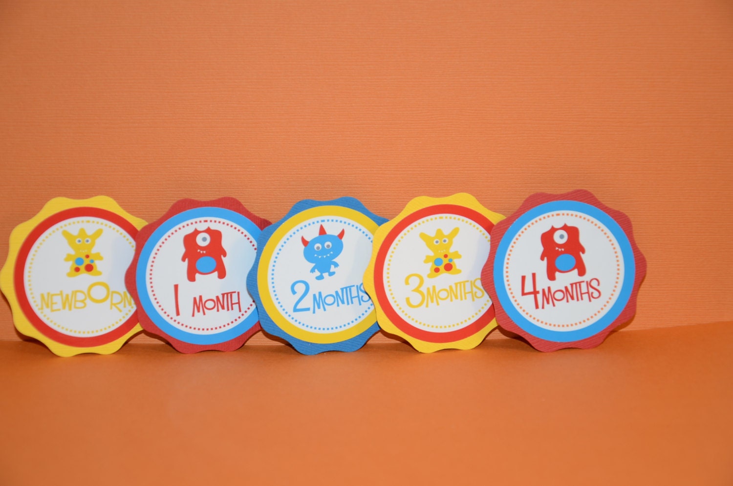 First Year Photo Clips, First Year Banner, Monster Birthday Party, Red, Blue and yellow Il_170x135