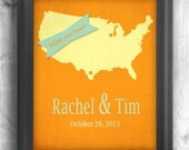Engagement Gift Typographic Print Personalized Wedding Sign State Map Art Wall Decor - Choose Any Location - 11x14 Typography