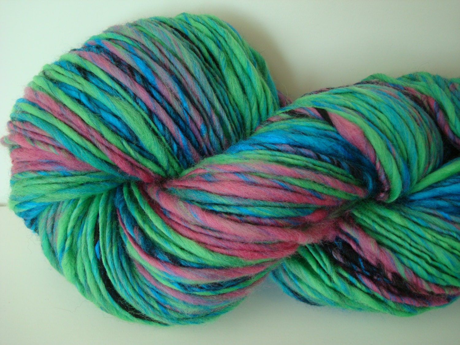 Handspun Yarn Merino Bamboo Aran Weight Singles "Garden Flower" 175 yds