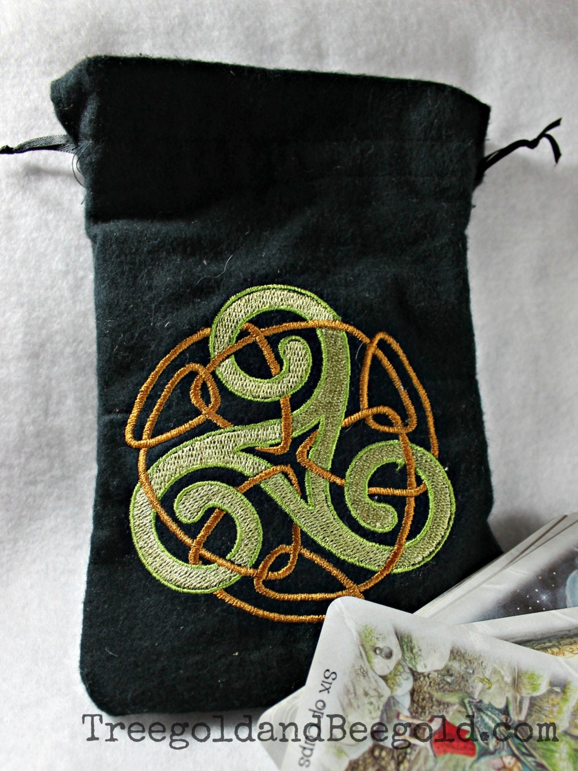 Triskele  Embroidered Tarot or Rune Bag