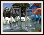 Personalized Fathers Day, Custom 24oz Etched Drinking Mug for Him, Uncle Gift, Father's Day Gift, Beer Glass with Children's Birth Dates