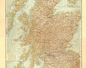 Old Map of Scotland 1922 Antique Lithograph